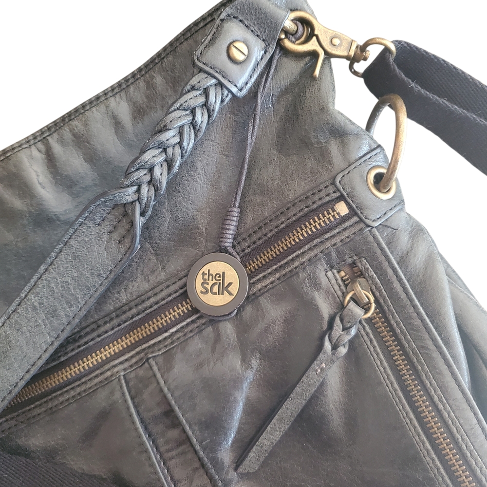The Sak Black Leather Shoulder Bag with Gold Accents - Picture 3 of 7